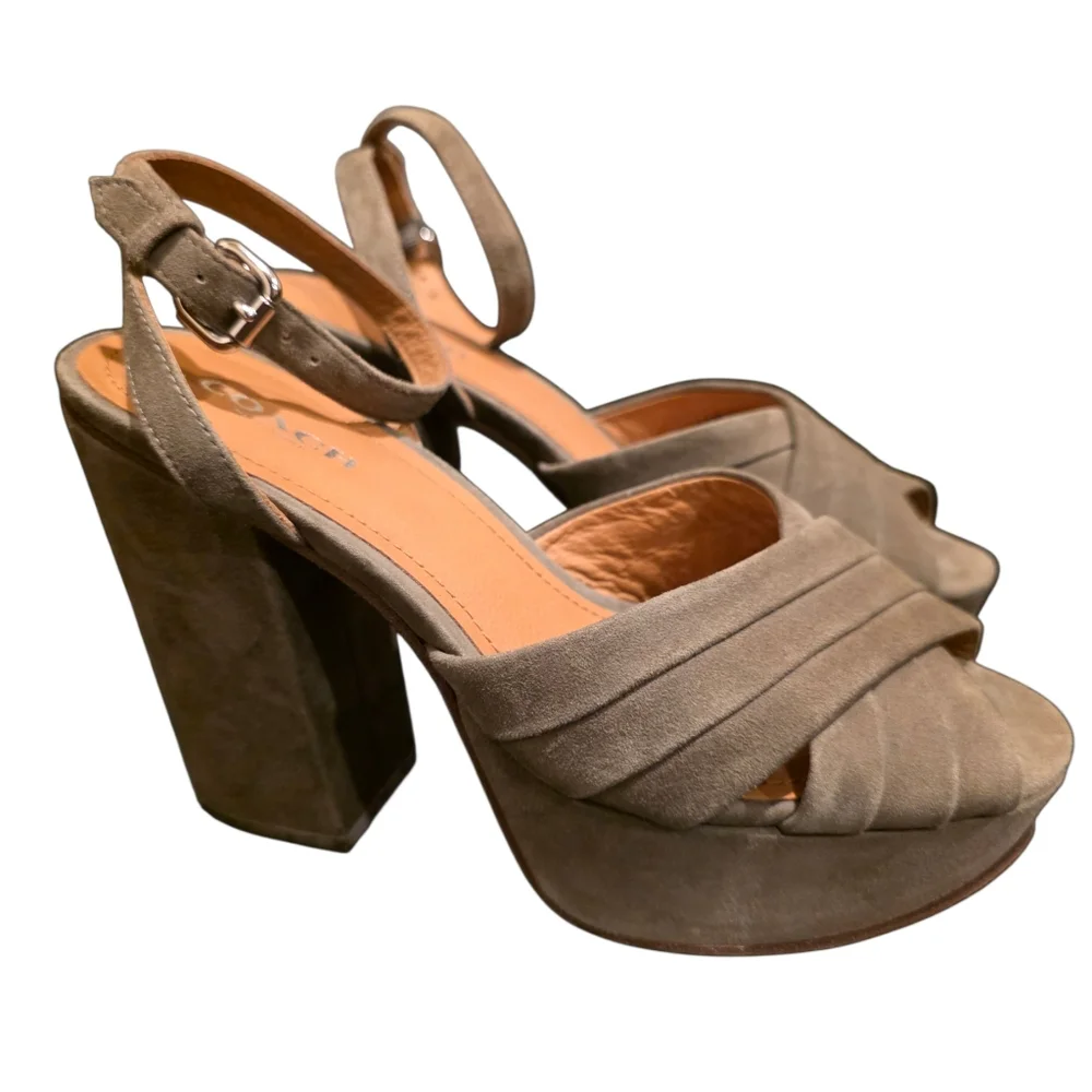 COACH Suede Platform Heels‎ Wraparound Ankle Strap Nikeeta - Size 6